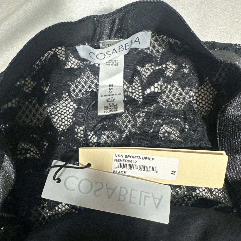NWT Cosabella [ Mens Medium ] Lace Never Say Never Sport Brief Black T2241